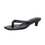 Square Head Flip Flops French Style Kitten Heel Women