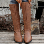 Large Size Thick Heel Square Buckle Test Zipper Boots Women