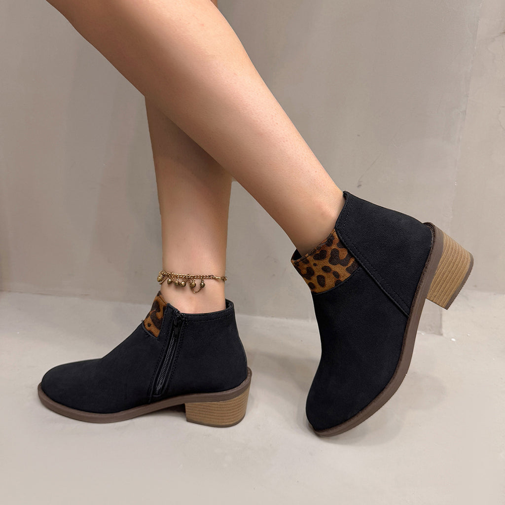 Plus Size Frosted Leopard Print Pointed Sense Thin Booties