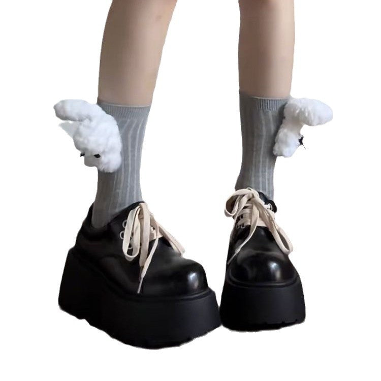 Retro British Matte Black Thick Sole Increased By Lace-up Leather Shoes