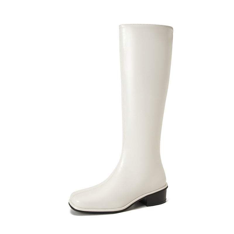 Square Toe Over-the-knee Stretch Chunky Heel Not Over The Knee Boots