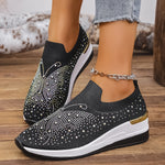 Pumps Women's Summer Wedge Round Toe Rhinestone Slip-on Women's Pumps Pumps