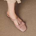 French Style Bow Closed Toe Half Slippers For Women