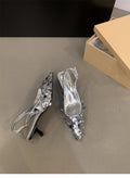 French Minority High Heel Silver Temperament Closed Toe Sandals