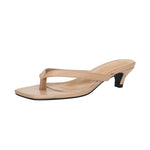 Square Head Flip Flops French Style Kitten Heel Women