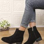 Suede Dr Martens Chunky Heel Short Women's Boots